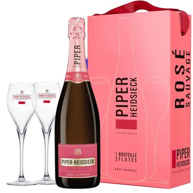 Piper Heidsieck Rosé Sauvage 0,75L + 2 Poháre