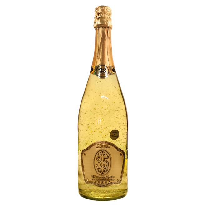 Goldvin Luxury Všetko najlepšie k narodeninám "35" so zlatými lupienkami 0,75l 11%