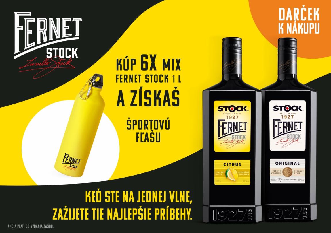 Nakúp šesť fliaš Fernet Stock 1l ľubovoľnej príchute a dostaneš športovú fľašu úplne zadarmo!