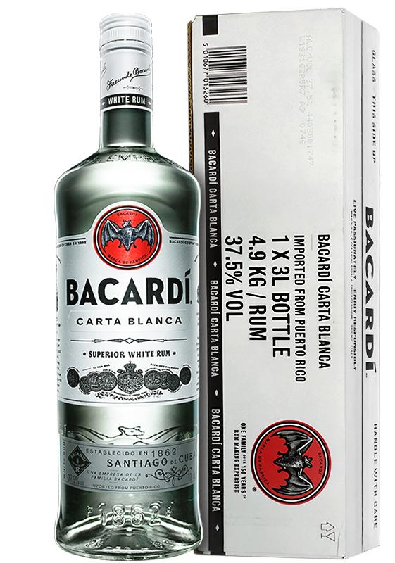 Rum Bacardi Carta Blanca 3,0l 37,5% + kartón