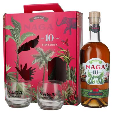 Naga Rum 10 Y.O. Siam Edition 0,7l 40% + 2 poháre v kartóne