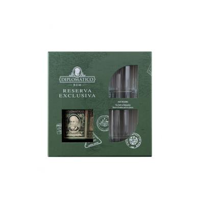 Diplomático Reserva Exclusiva 0,7l 40% + 2 poháre