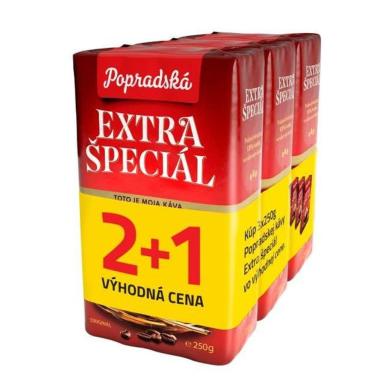 Popradská káva mletá Extra Špeciál 3x250g