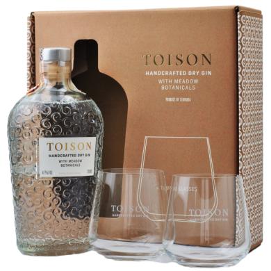 Toison Dry Gin 0,7l 47% + 2 poháre v kazete