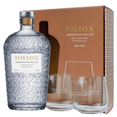 Toison Dry Gin 0,7l 41,7% + 2 poháre v kazete