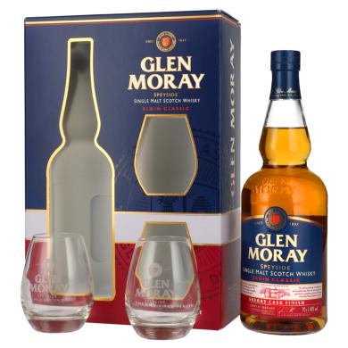 Glen Moray Elgin Classic Sherry Cask Finish 0,7l 40% + 2 poháre v kazete