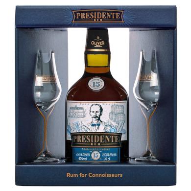 Presidente 15 Años 0,7l 40% + 2 poháre v kartóne