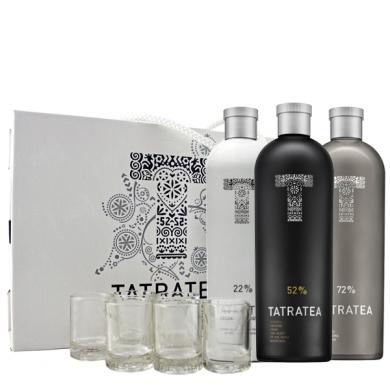 Tatratea sada 3x 0,7l 22% 52% 72% v kazete + 6 pohárov