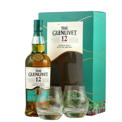 Glenlivet 12 Y.O. 0,7l 40% + 2 poháre v kartóne