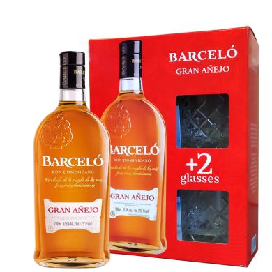 Barceló Gran Añejo 0,7l 37,5% + 2 poháre v kartóne