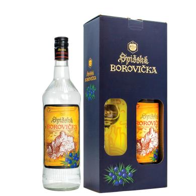 Frucona Spišská Borovička 0,7l 40% + kartón s pohárom