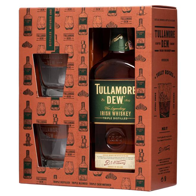 Tullamore D.E.W. 0,7l 40% + 2 poháre v kazete