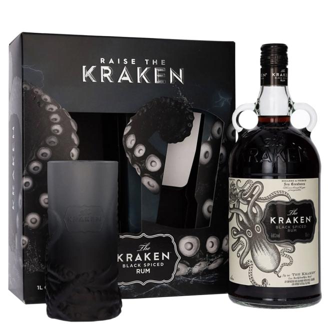 Kraken Black Spiced Rum 1,0l 40% + pohár v kartóne