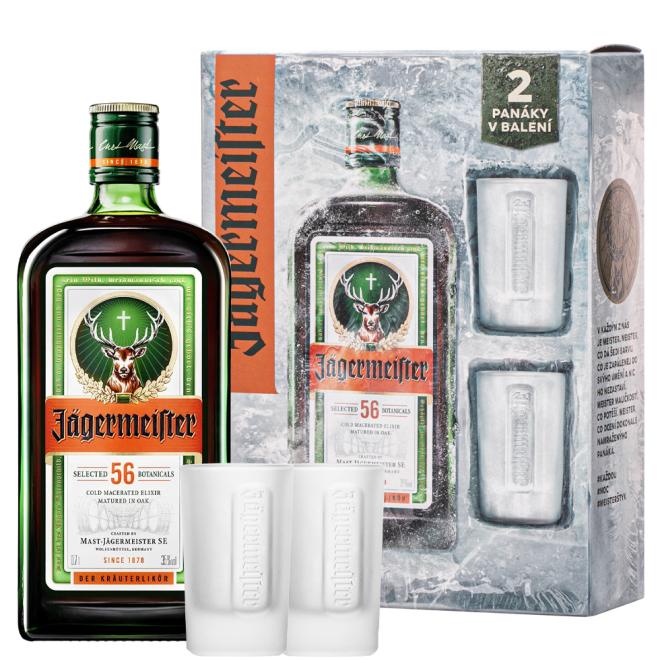 Jägermeister 0,7l 35% + 2 poháre v kazete