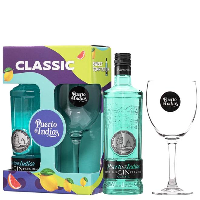 Puerto de Indias Classic 0,7l 37,5% darčekové balenie + pohár