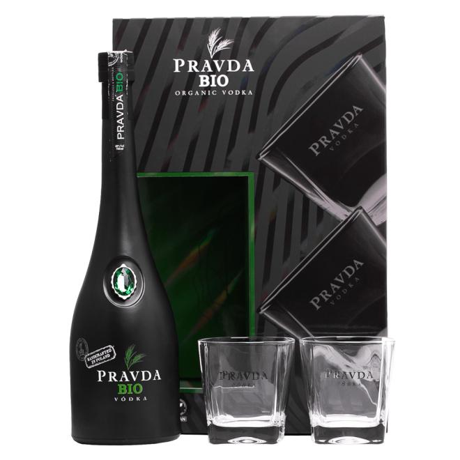 Pravda BIO Organic 0,7l 40% + 2 poháre v kazete