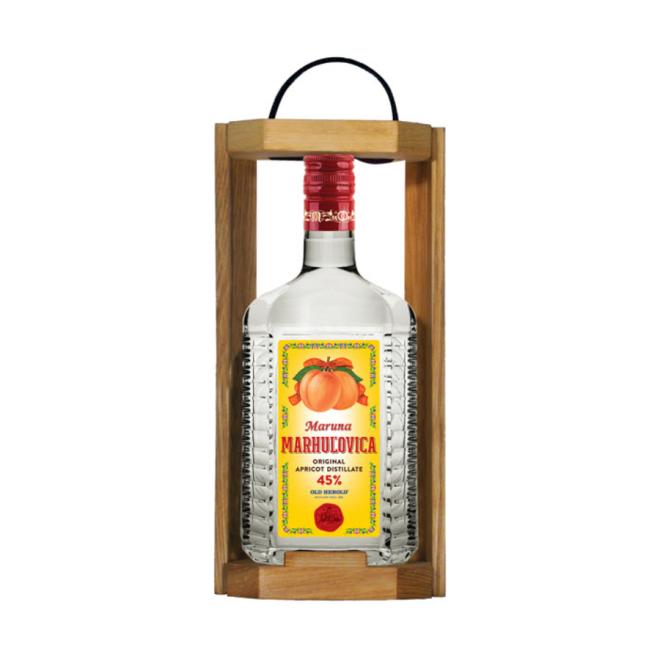 Old Herold Maruna Marhuľovica  + drevená kolíska 0,7l 45%
