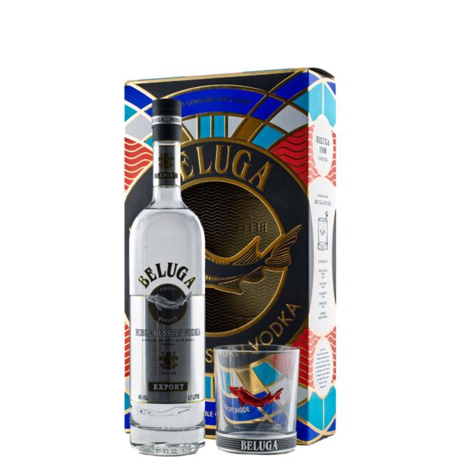 Beluga 0,7l 40% + pohár v kartóne