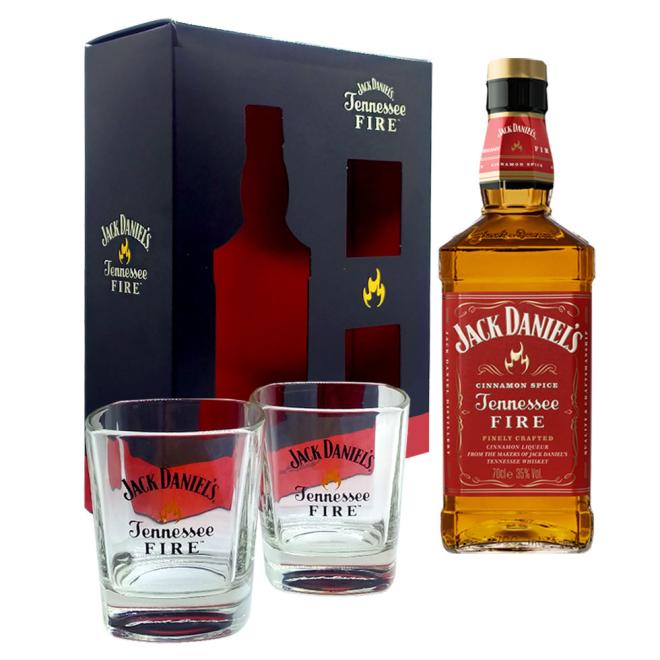 Jack Daniel's Fire 0,7l 35% + 2 poháre v kazete