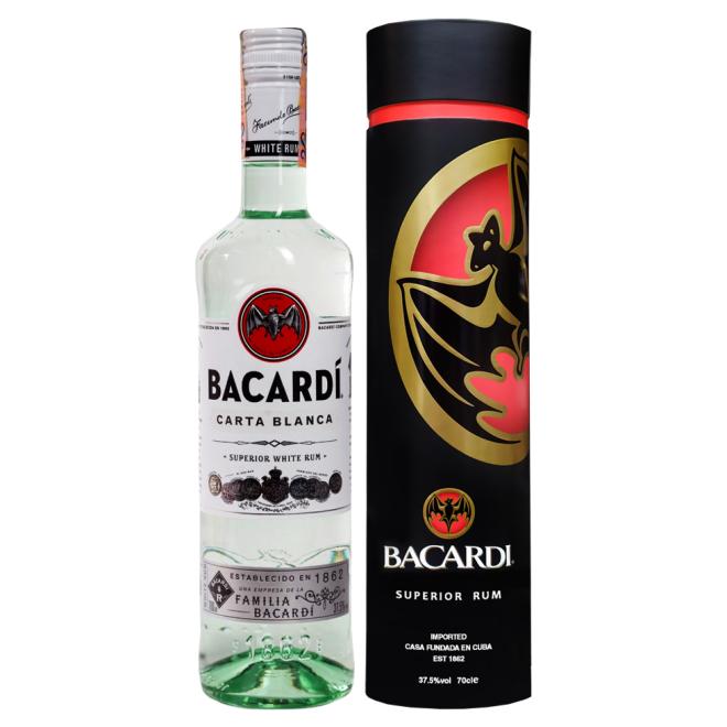Bacardi Carta Blanca 0,7l 37,5% + tuba