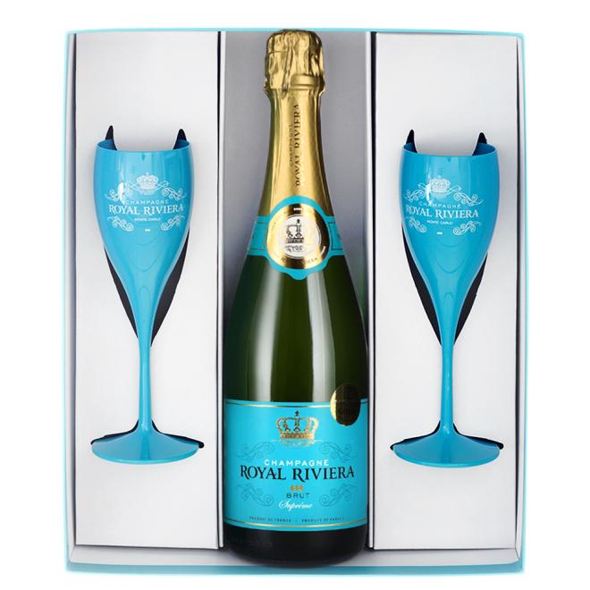 Royal Riviera Champagne Brut Suprême 0,75l + 2 poháre v kazete