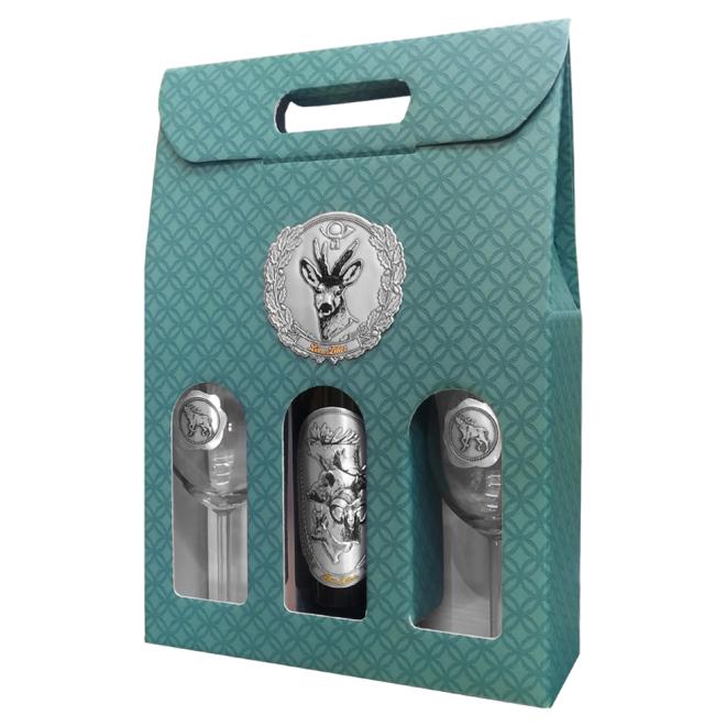 Goldvin Darčeková sada Lovu Zdar 0,75l + 2 poháre v kazete