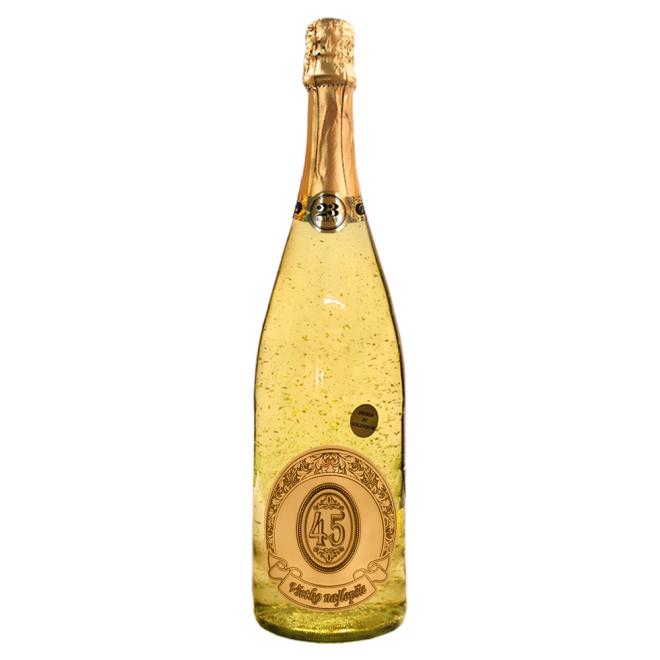 Goldvin Luxury Všetko najlepšie k narodeninám "45" so zlatými lupienkami 1,5l 9,5%