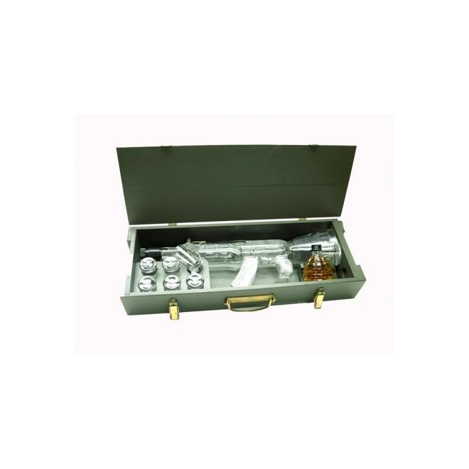 Red Army Kalashnikov Vodka 1,0l 40% + Granát likér 0,2l 40% a 6 pohárikov v drevenej kazete