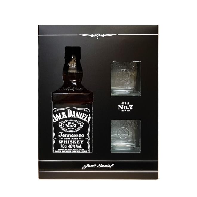 Jack Daniel's 0,7l 40% + 2 poháre v kazete