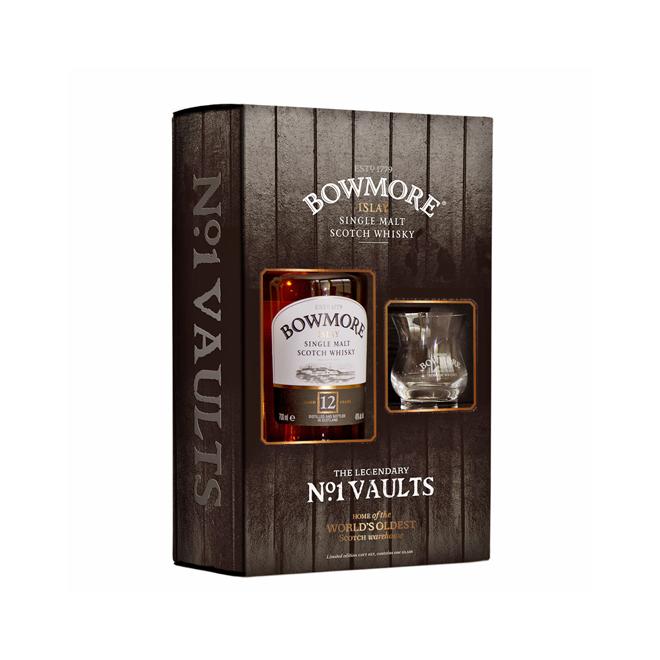 Bowmore 12 Y.O. 0,7l 40% + 1 pohár v kartóne
