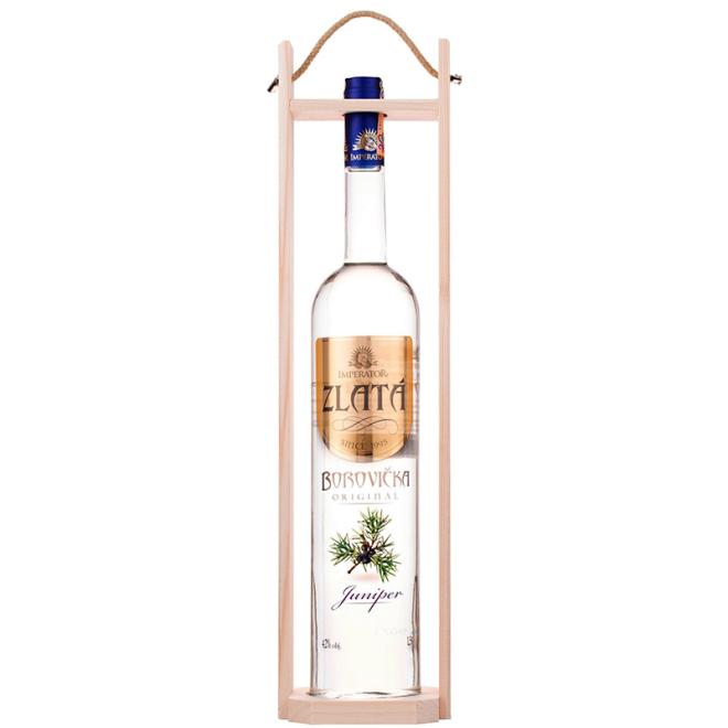 Imperátor Zlatá Borovička 1,5l 42% + drevená kazeta