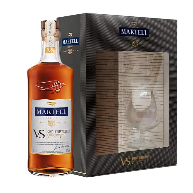 Martell V.S. 0,7l 40% + 1 pohár v kazete